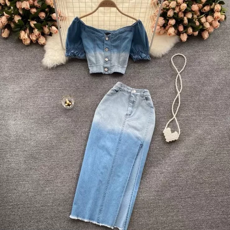 Co-Ords | Summer Co-Ords^Alamode By Akanksha Laurel Denim Coord Set