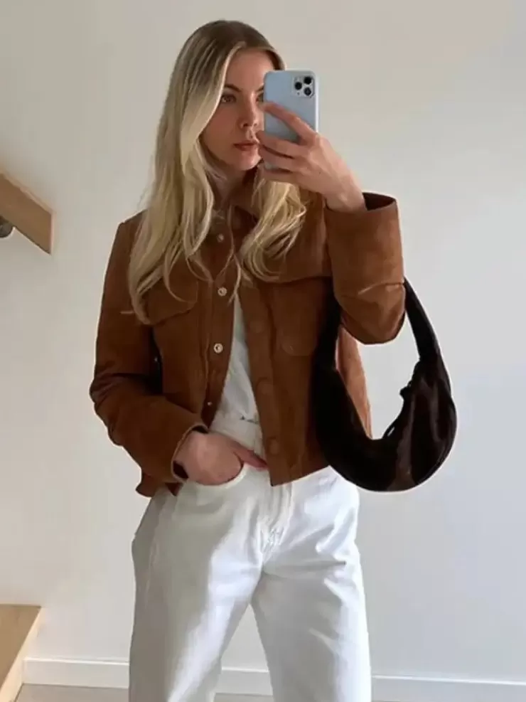 Winter Wear | Jackets And Coats^Alamode By Akanksha Leah Vintage Suede Short Coat In Brown