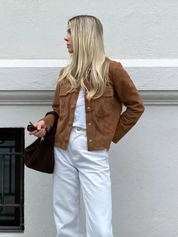 Winter Wear | Jackets And Coats^Alamode By Akanksha Leah Vintage Suede Short Coat In Brown