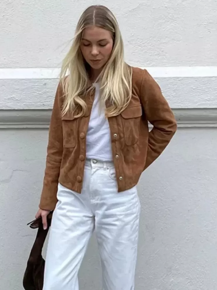 Winter Wear | Jackets And Coats^Alamode By Akanksha Leah Vintage Suede Short Coat In Brown