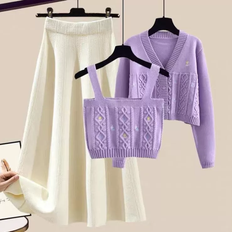 Winter Co-Ords | Co-Ords^Alamode By Akanksha Lilac Mist Woolen 3 Pc Coord Set