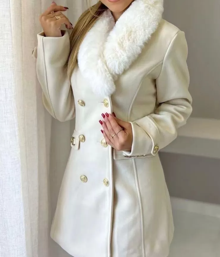 Jackets And Coats | Winter Wear^Alamode By Akanksha Louis Fur Detailed Double Breasted Overcoat