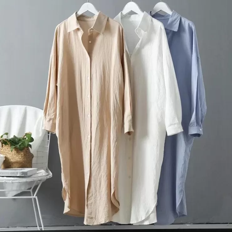 White Tops | Shirts^Alamode By Akanksha Lumia Luxe Cotton Long Shirt/ Dress