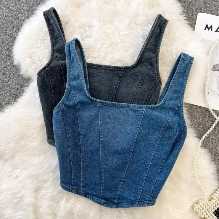 Blue Tops^Alamode By Akanksha Lyubov Denim Crop Tops