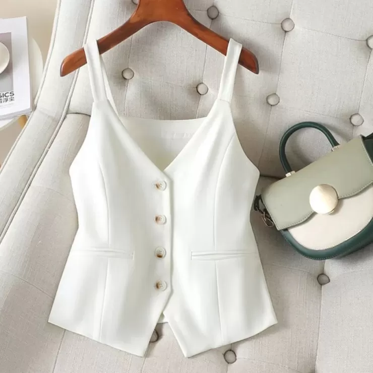 White Tops | Vest Tops^Alamode By Akanksha Malido Vest Statement Tops