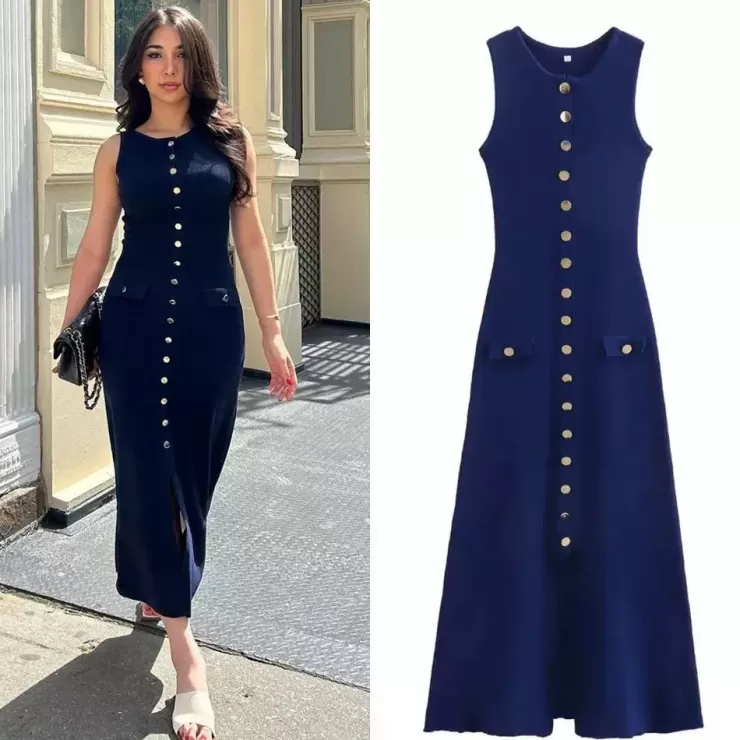 Knitted Dresses | Bodycon Dresses^Alamode By Akanksha Mayra Luxe Soft Knit Dress In Navy Blue