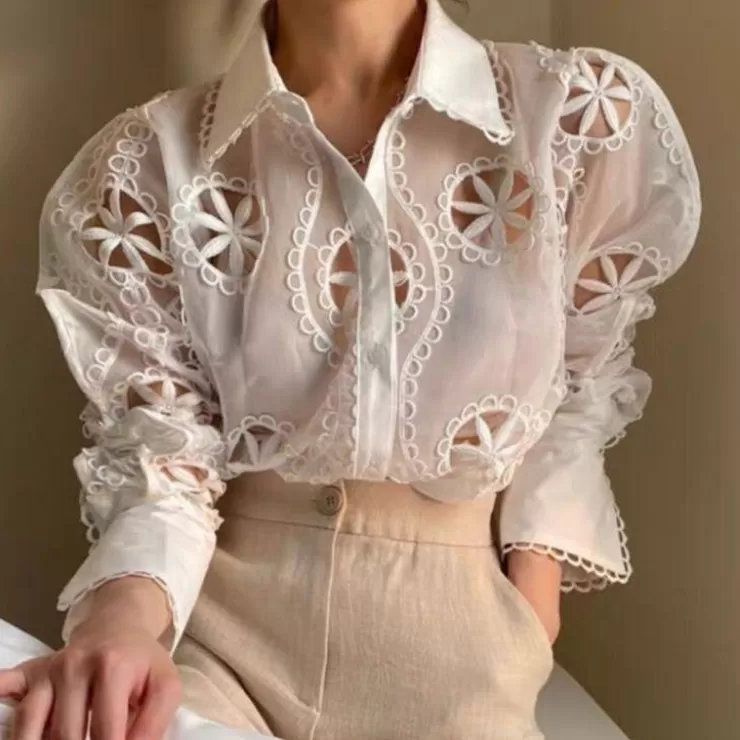 White Tops | Blouses^Alamode By Akanksha Milan Eyelet Blouse