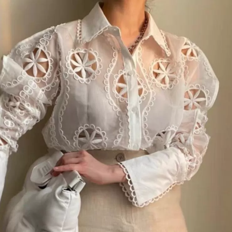 White Tops | Blouses^Alamode By Akanksha Milan Eyelet Blouse