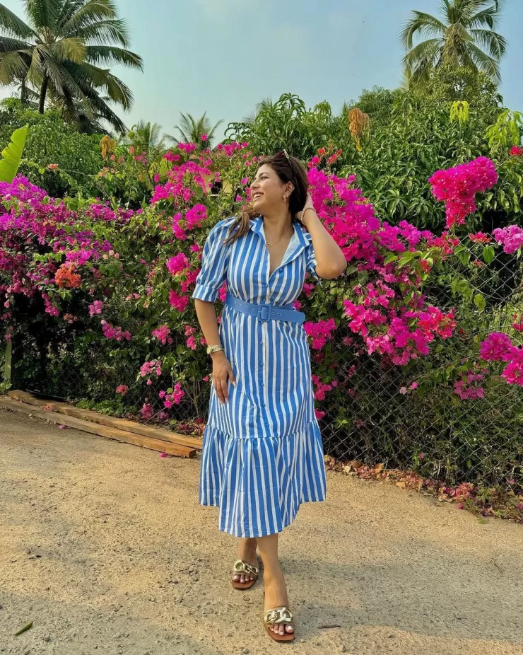 Maxi Dresses | Skater Dresses^Alamode By Akanksha Misa Striped Statement Dress In Blue