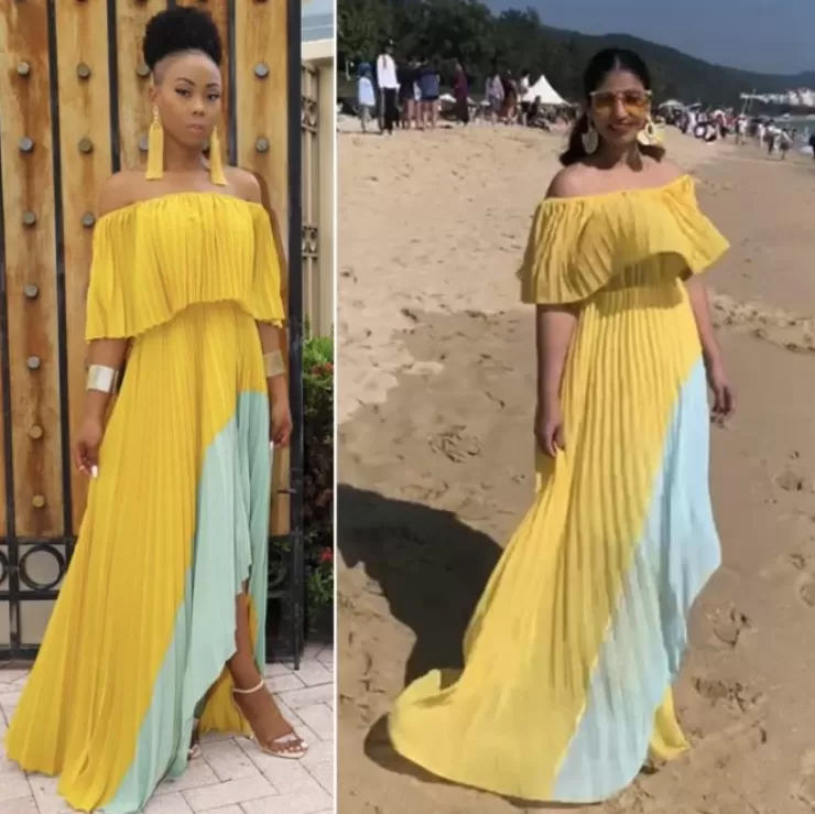 Maxi Dresses | Off Shoulder Dresses^Alamode By Akanksha Mosley Pleated Holiday Maxi