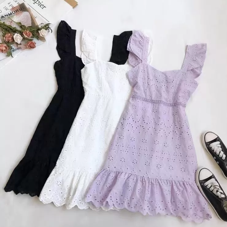 White Dresses | Lavender Dresses^Alamode By Akanksha Mykonos Eyelet Dress