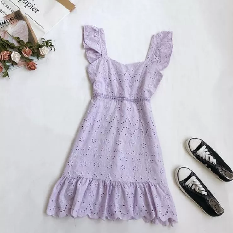 White Dresses | Lavender Dresses^Alamode By Akanksha Mykonos Eyelet Dress