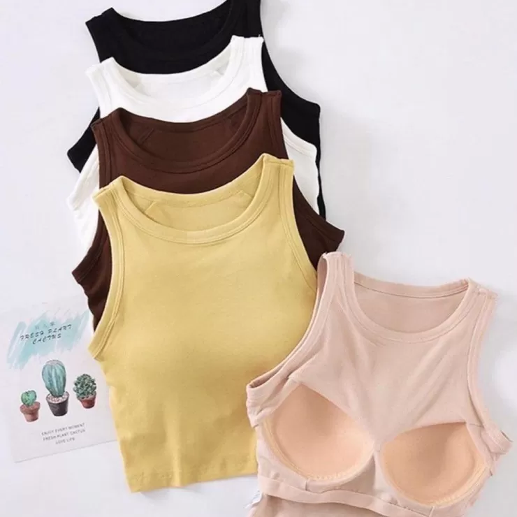 Summer Tops | White Tops^Alamode By Akanksha Nicole Tank Tops With Inbuilt Bra