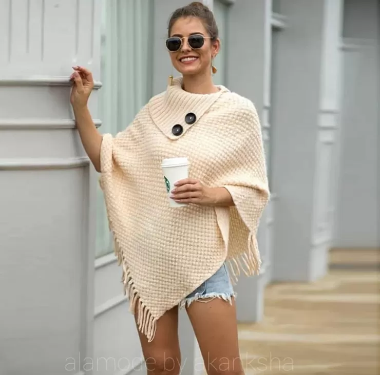 Winter Wear | Sweaters^Alamode By Akanksha Pegmove Tasseled Cape Sweaters