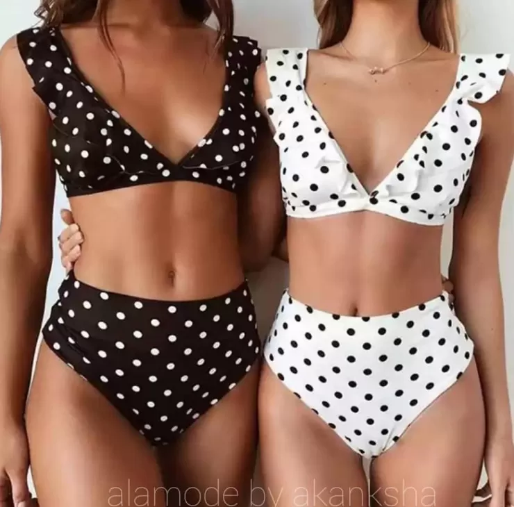 Bikinis^Alamode By Akanksha Polka Ruffled Bikinis