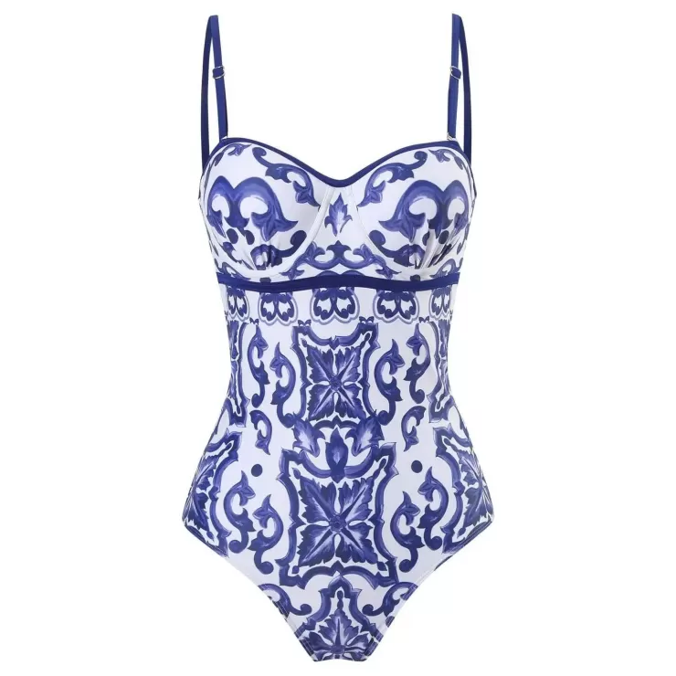 One Piece Swimsuits^Alamode By Akanksha Porcelain One Pc Swimsuit