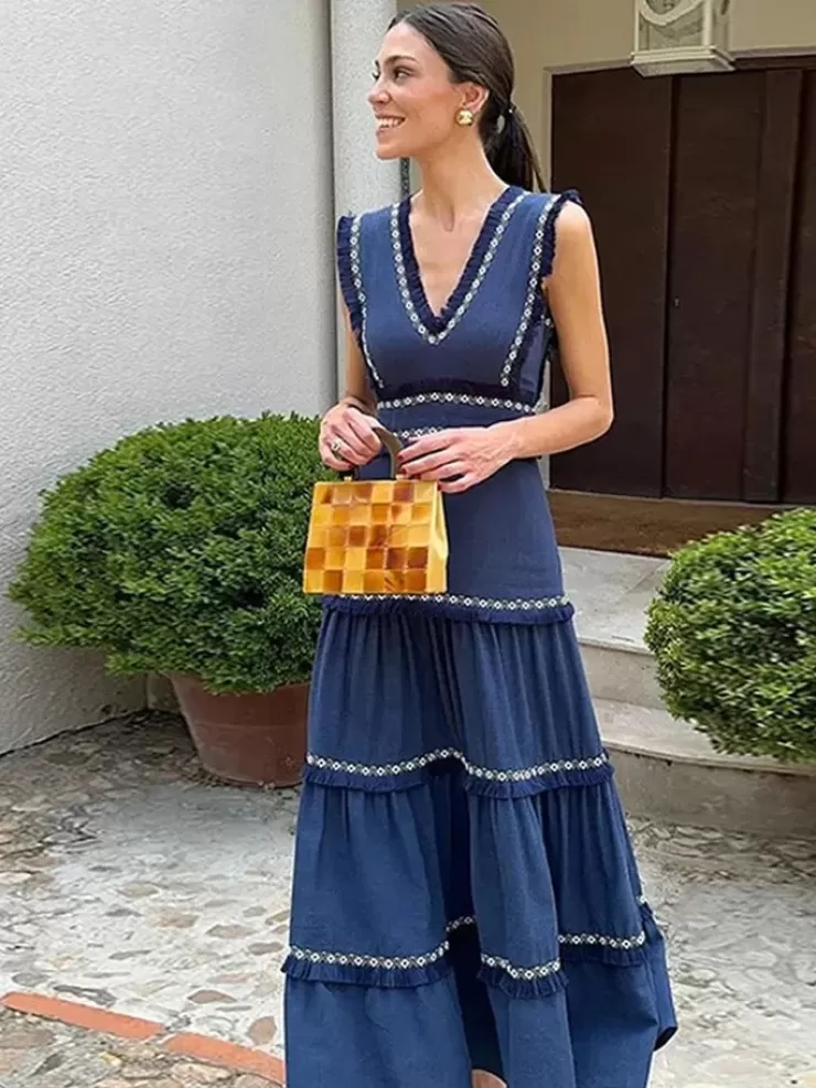 Summer Dresses | Blue Dresses^Alamode By Akanksha Rapunzel Cotton Summer Dress In Blue - Luxe Collection