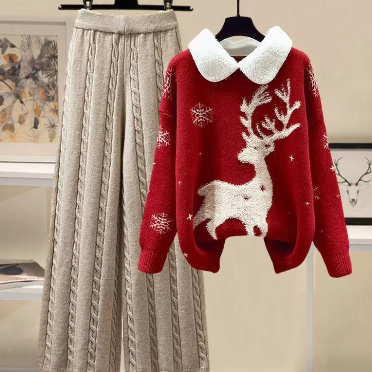 Winter Co-Ords | Co-Ords^Alamode By Akanksha Reindeer Woolen Coord Set