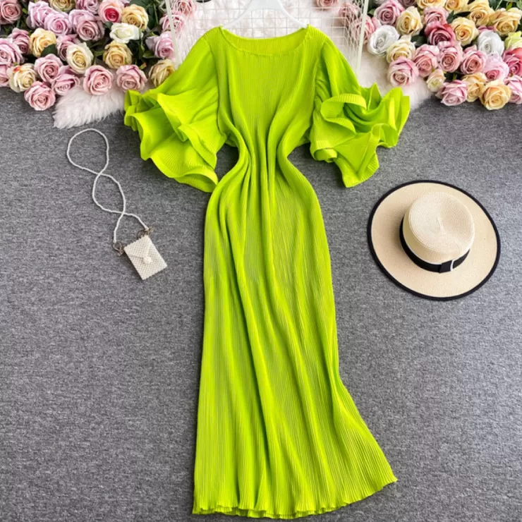 Midi Dresses | Green Dresses^Alamode By Akanksha Rhonda Pleated Dress