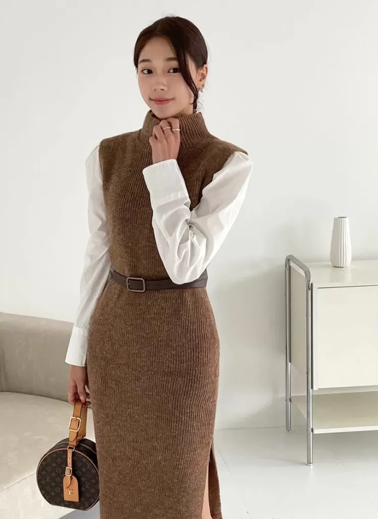 Winter Wear | Co-Ords^Alamode By Akanksha Rida Premium Winter Coord Set- Top With Dress And Belt