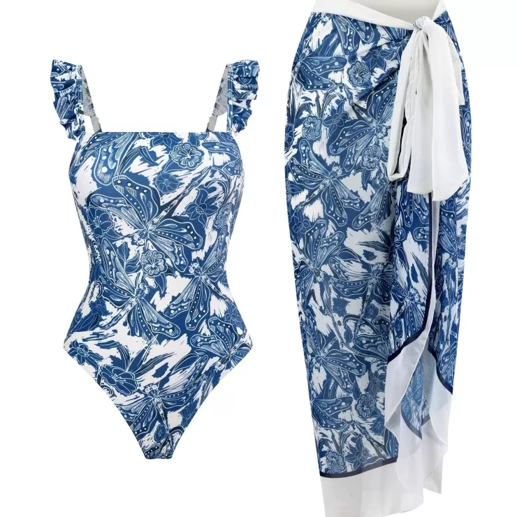 3 Piece Swimsuits | One Piece Swimsuits^Alamode By Akanksha Robert Swimsuit With Sarong