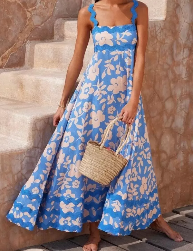 Blue Dresses | Maxi Dresses^Alamode By Akanksha Rooz Summer Midi Dress In Blue