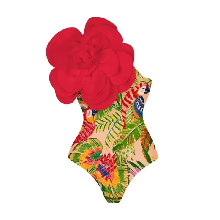 One Piece Swimsuits^Alamode By Akanksha Ruther Swimsuit With Sarong Skirt In Red