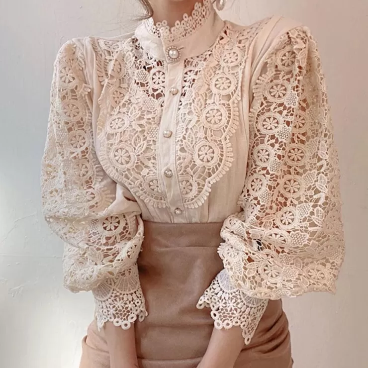 Blouses | White Tops^Alamode By Akanksha Sale Luxury Lace Blouse