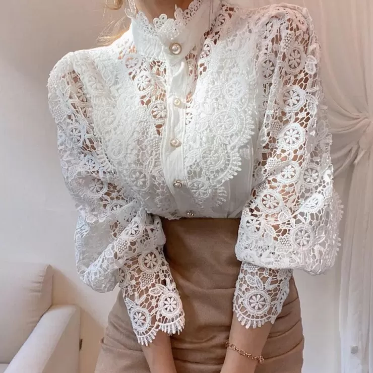 Blouses | White Tops^Alamode By Akanksha Sale Luxury Lace Blouse