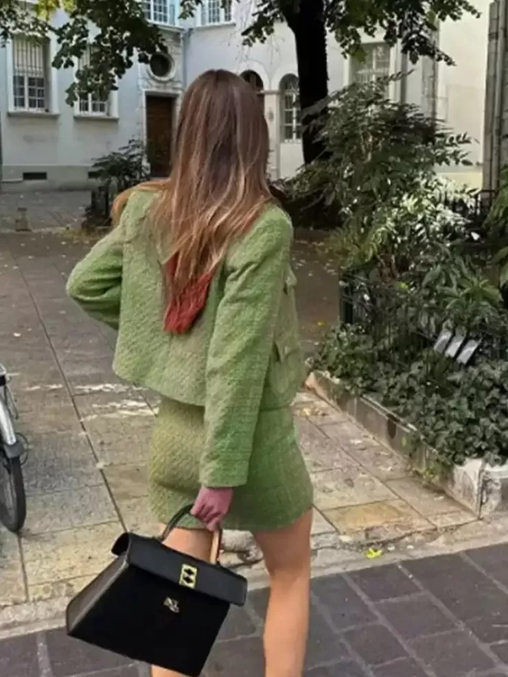 Winter Wear | Co-Ords^Alamode By Akanksha Sare Luxe Tweed 2 Pc Set - Set Of Jacket And Skirt