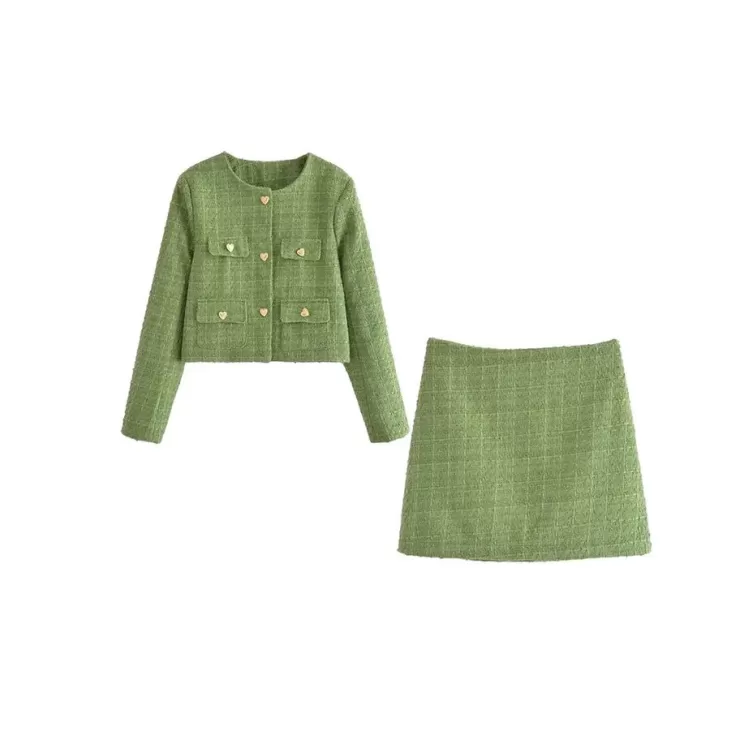 Winter Wear | Co-Ords^Alamode By Akanksha Sare Luxe Tweed 2 Pc Set - Set Of Jacket And Skirt