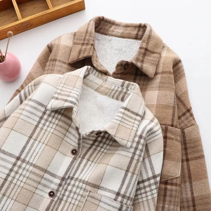 Jackets And Coats | Shirts^Alamode By Akanksha Serenity Fleece-Lined Plaid Shacket