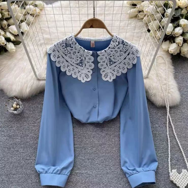 Blue Tops^Alamode By Akanksha Sussane Lace Detailed Top