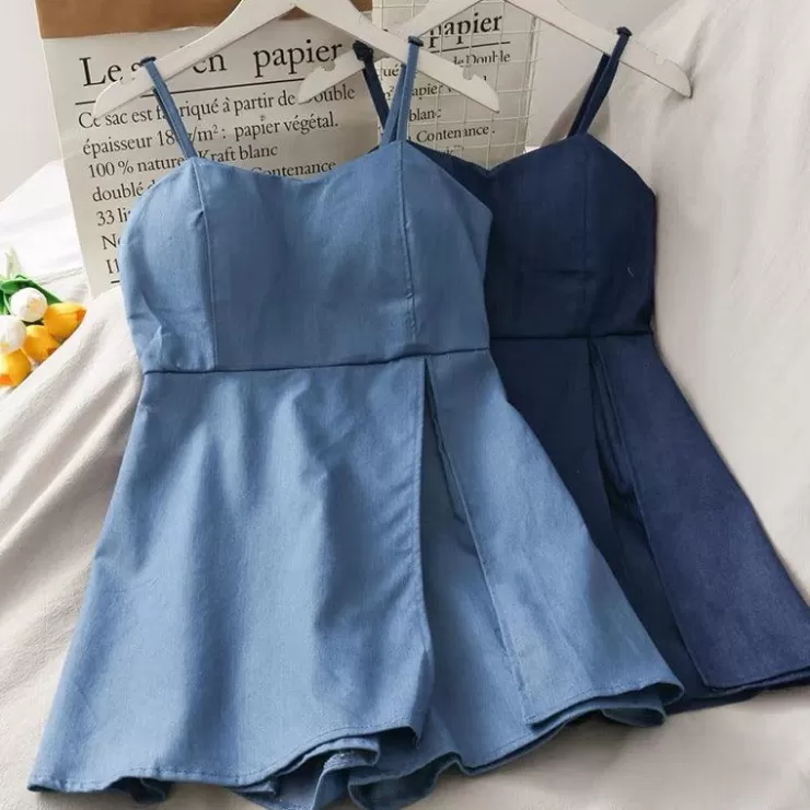 Mini Dresses | Sleeveless Dresses^Alamode By Akanksha Suzie Denim Romper