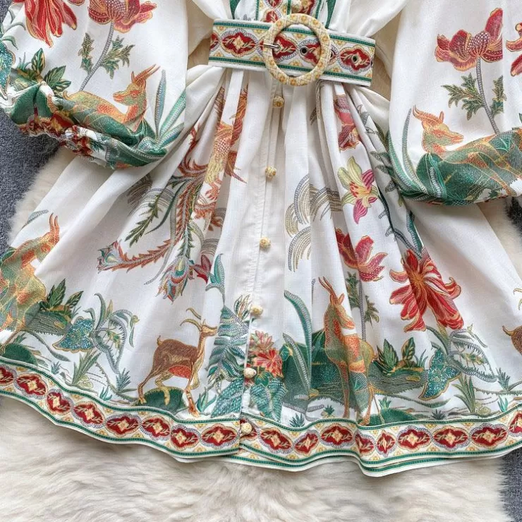 Winter Wear | Vintage Dresses^Alamode By Akanksha Tropical Vintage Dress With Belt