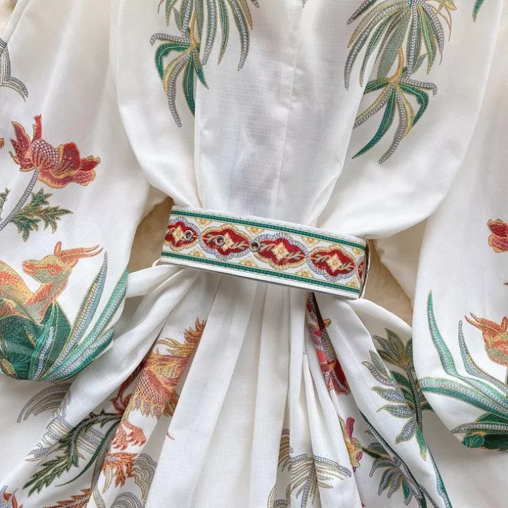 Winter Wear | Vintage Dresses^Alamode By Akanksha Tropical Vintage Dress With Belt