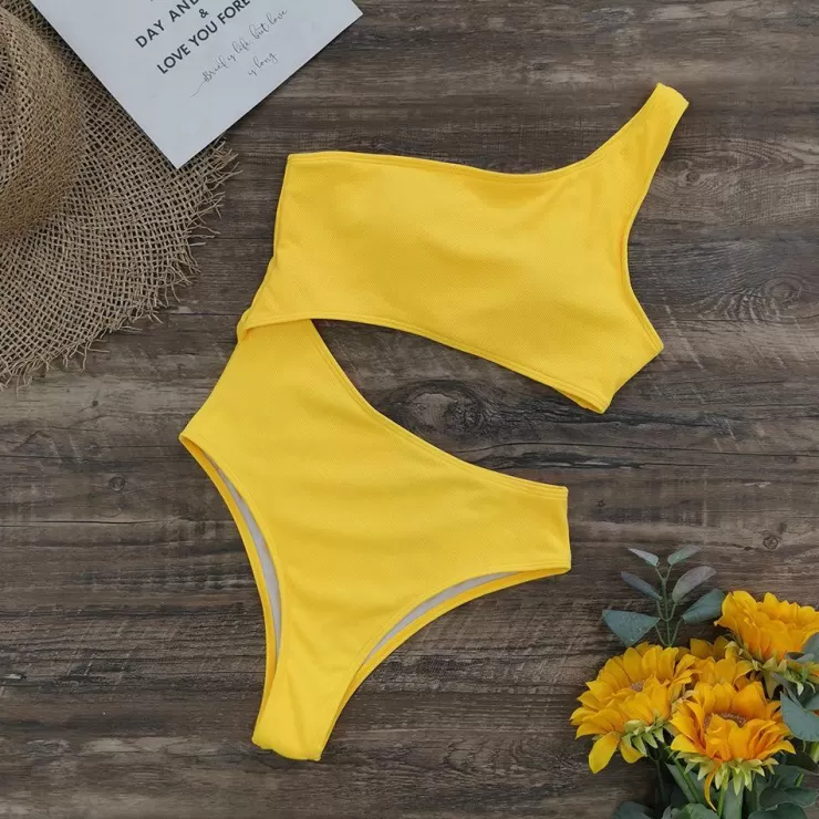 One Piece Swimsuits^Alamode By Akanksha Yellow Cutout Swimsuit